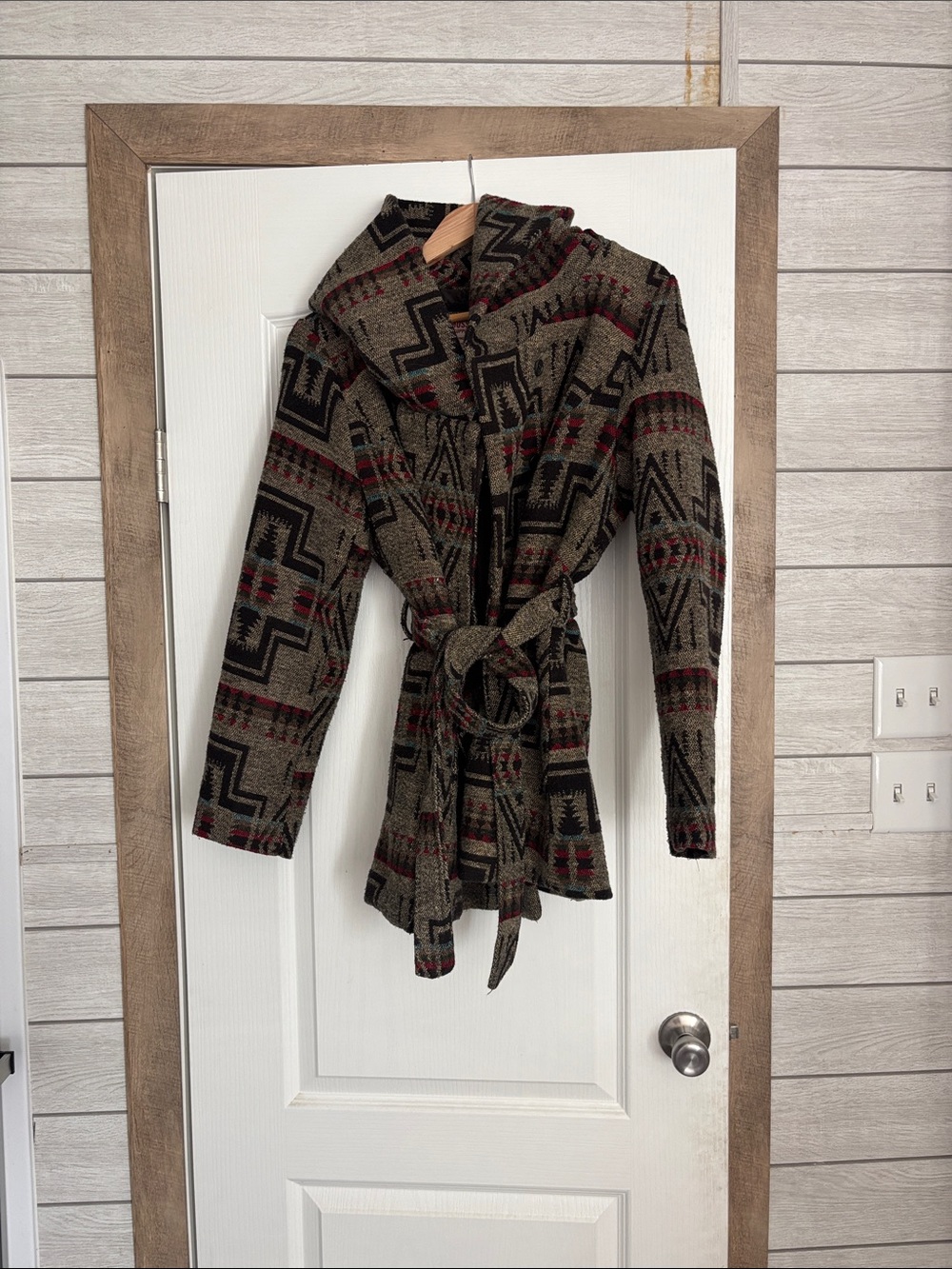 Mossimo Womens Hooded Aztec Wrap Coatigan